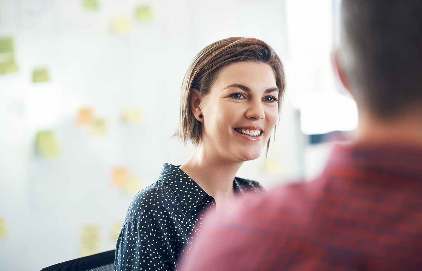Woman smiling at work
